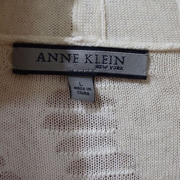 Anne Klein Cream Textured Cardigan Sweater Silk & Linen Blend Large - Picture 12 of 12
